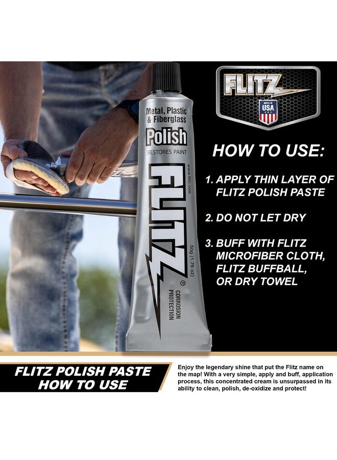 Flitz Metal Polish and Cleaner Paste, Also Works on Plastic, Fiberglass, Aluminum, Jewelry, Sterling Silver - Headlight Restoration and Rust Remover - Made in the USA - 1.76 OZ - Image 3