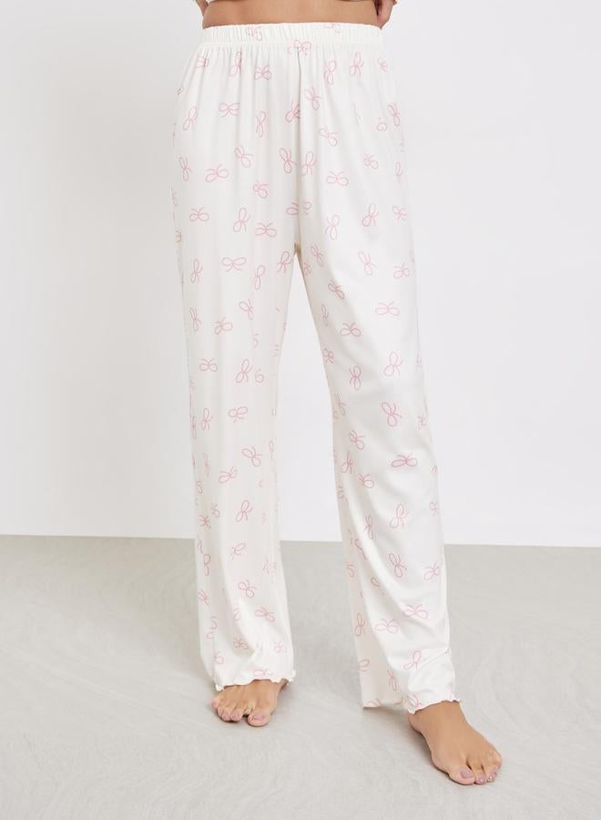Styli Bow Print T-Shirt and Long Pyjama Set - Image 4