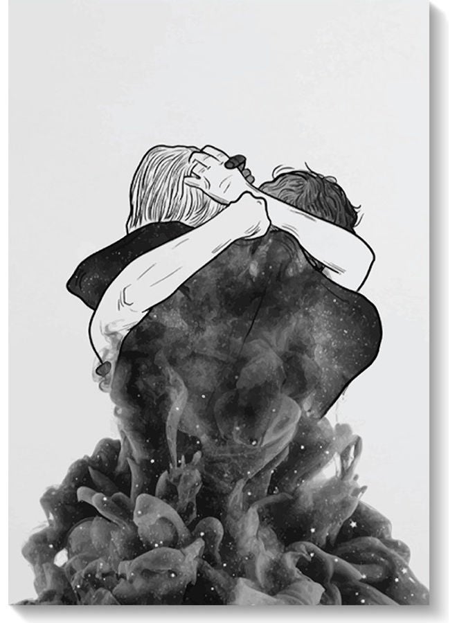 RYN Hug Printed Wall Art White/Black 40x60cm - Image 2