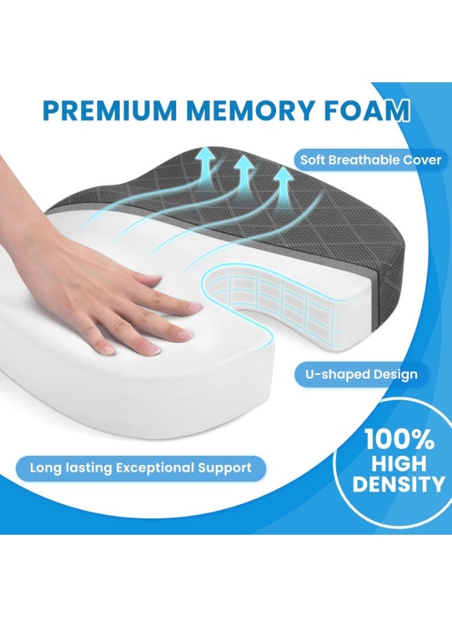 Seat Cushion - Memory Foam Cushion for Office Chair, Car Seat, Airplane, Bleacher - Sciatica & Hip & Coccyx Pain Relief Cushions for Long Sitting Office Workers, Car Drivers (Grey, X-Large) - Image 5