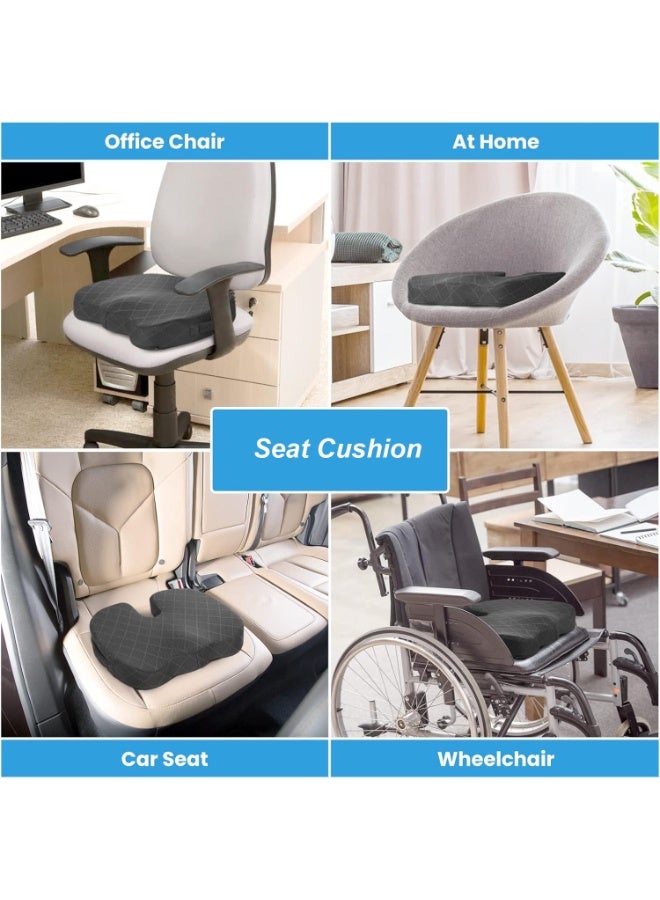 Seat Cushion - Memory Foam Cushion for Office Chair, Car Seat, Airplane, Bleacher - Sciatica & Hip & Coccyx Pain Relief Cushions for Long Sitting Office Workers, Car Drivers (Grey, X-Large) - Image 3