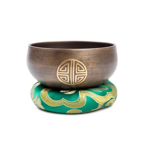 HIMALAYAN BAZAAR Tibetan Singing Bowl Set Brass - Master Healing Grade - Authentic Handcrafted Sound Bowl by Himalayan Bazaar (Black and Red) - Image 3