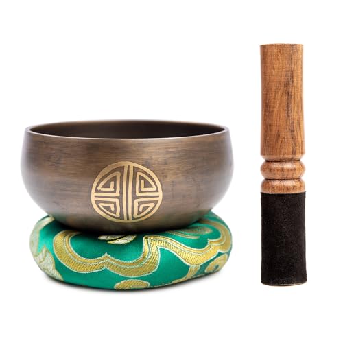 HIMALAYAN BAZAAR Tibetan Singing Bowl Set Brass - Master Healing Grade - Authentic Handcrafted Sound Bowl by Himalayan Bazaar (Black and Red) - Image 4