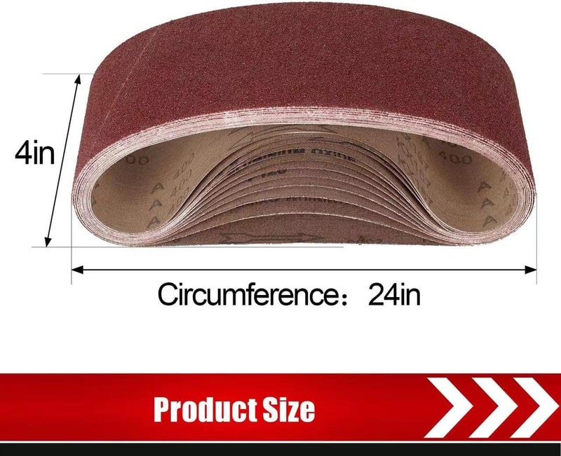 BOSHCRAFT 4x24 Belt Sander Sanding Belts, 12 Pcs Durable 4 x 24 Inch Sanding Belts60/80/120/180/240/400 Assorted Grits Aluminum Oxide Sanding Belt for Woodworking Metalworking - Image 5