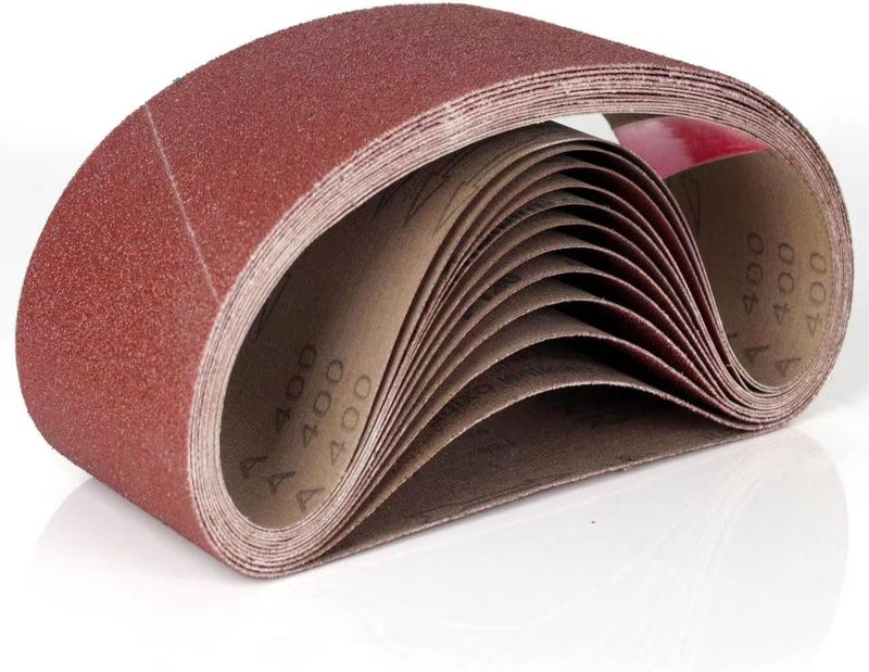 BOSHCRAFT 4x24 Belt Sander Sanding Belts, 12 Pcs Durable 4 x 24 Inch Sanding Belts60/80/120/180/240/400 Assorted Grits Aluminum Oxide Sanding Belt for Woodworking Metalworking - Image 1