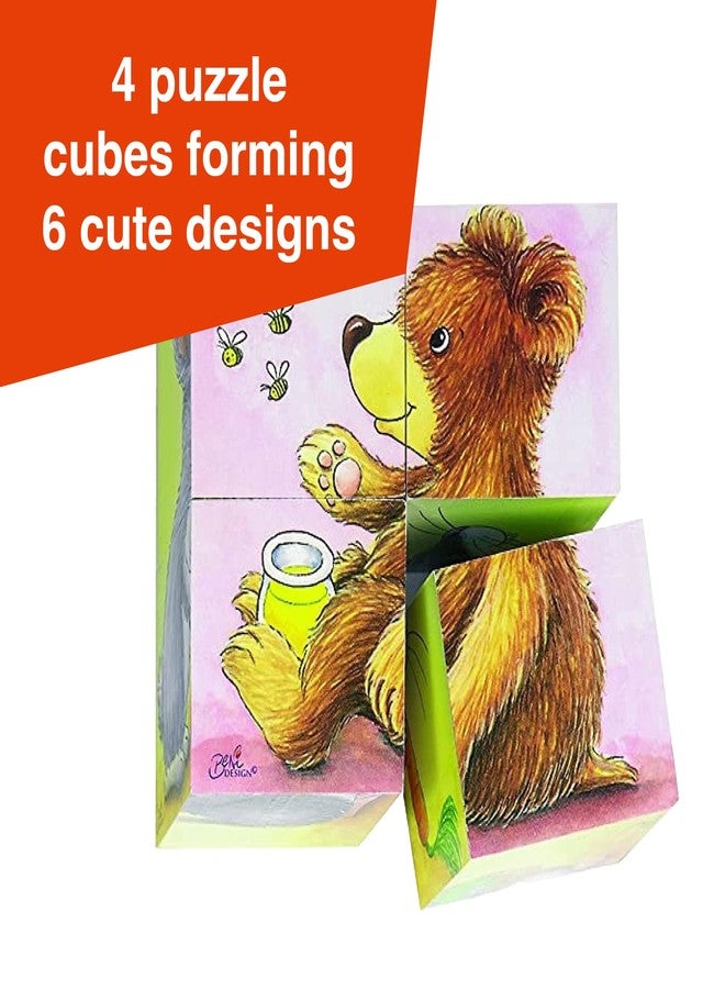 GOKI Wooden Cube Puzzles for Toddlers 2-4 Inspired Montessori Toy 6-in-1 Animal Toddler Puzzle - 4 Wooden Cubes - Educational Toy for Kids Ages 2+ Farm-Themed - Designed with Love in Germany - Image 2