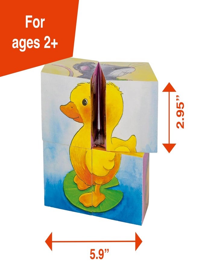 GOKI Wooden Cube Puzzles for Toddlers 2-4 Inspired Montessori Toy 6-in-1 Animal Toddler Puzzle - 4 Wooden Cubes - Educational Toy for Kids Ages 2+ Farm-Themed - Designed with Love in Germany - Image 5