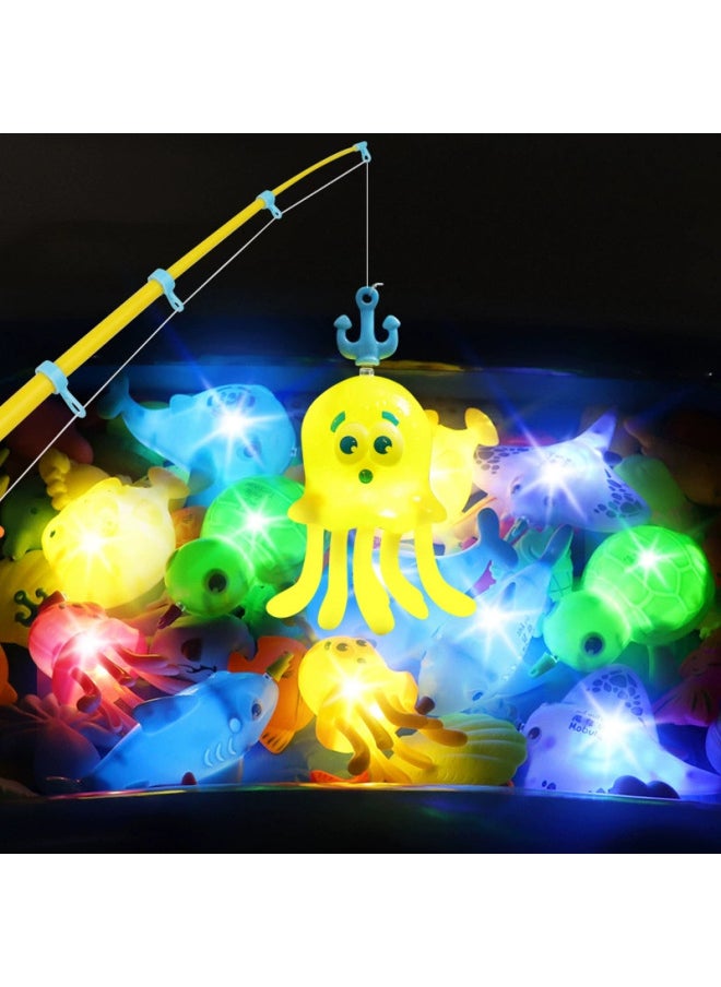 Children's Fishing Toys Blow Bottle Fish Suit Magnetic Water Baby Luminous Fish Summer Square Swimming Pool Toys-Specifications:Medium Rod/bar  - Image 2