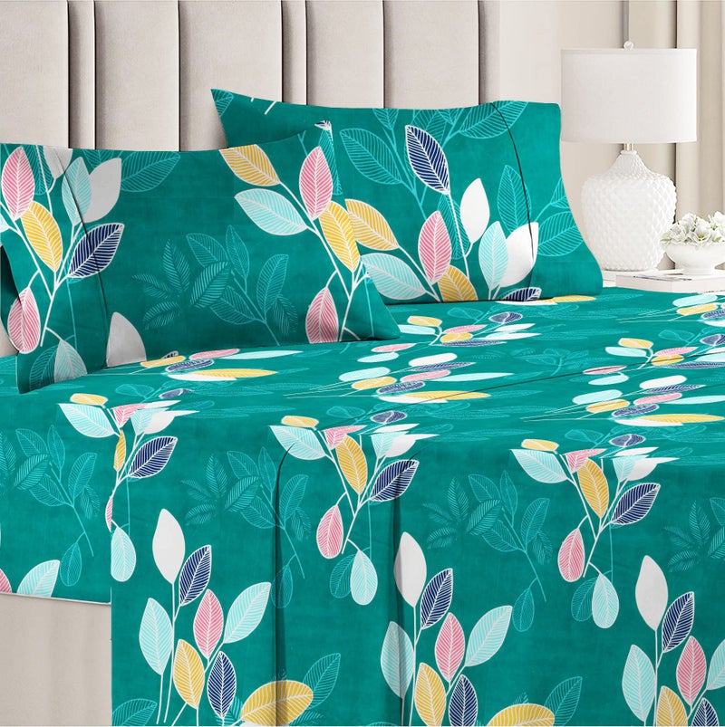 VAS COLLECTIONS® 160 TC Prime Collection 1 Double Bedsheet with 2 Matching Pillow Covers | Soft Brushed Microfiber & Wrinkle Free - 3 Pcs Set | 228x225 cm or 6 x7 ft - Dark Green - Image 1