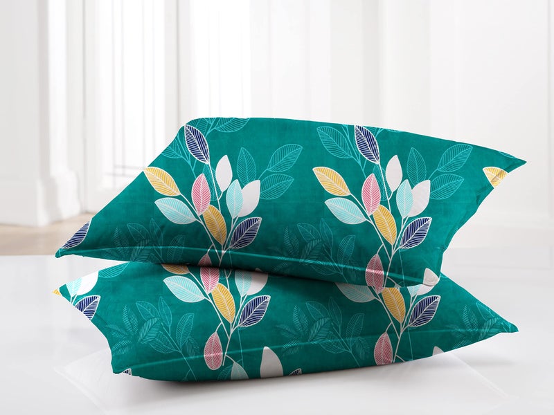 VAS COLLECTIONS® 160 TC Prime Collection 1 Double Bedsheet with 2 Matching Pillow Covers | Soft Brushed Microfiber & Wrinkle Free - 3 Pcs Set | 228x225 cm or 6 x7 ft - Dark Green - Image 2