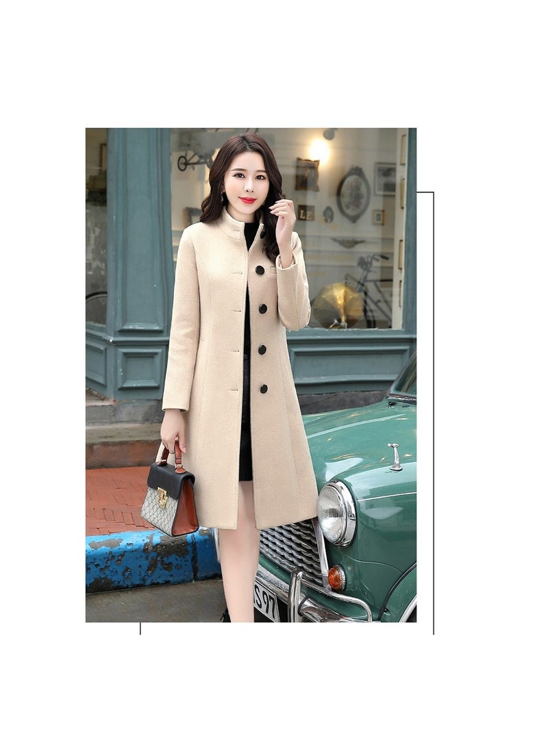 Loquat معطف شتوي طويل عالي الجودة للنساء باللون البيج - Image 1