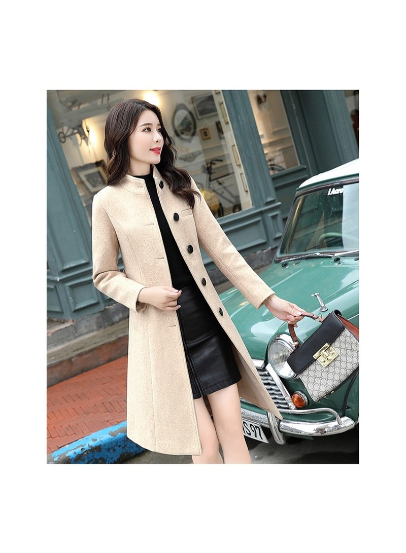 Loquat معطف شتوي طويل عالي الجودة للنساء باللون البيج - Image 3