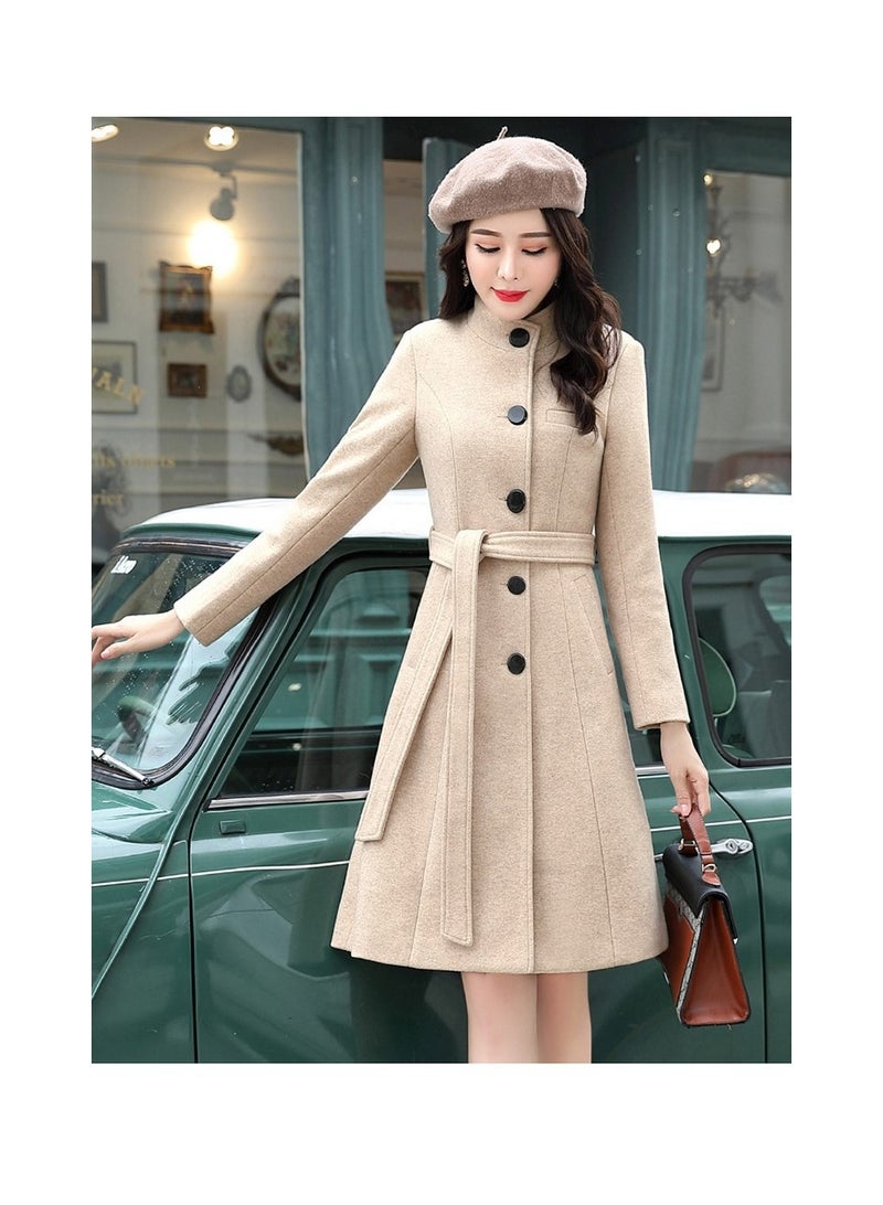 Loquat معطف شتوي طويل عالي الجودة للنساء باللون البيج - Image 2