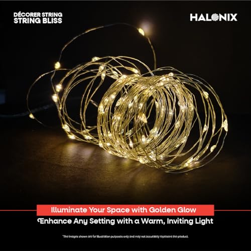 Halonix Bliss Copper Rice Light | Decorative Light | Festive Fairy Light | LED, USB Powered Copper String Light |Flexible Installation | Warm White| Pack 10 |Diwali Lights for Decoration for Home - Image 2