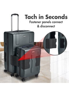 TACH TACH Connectable Luggage, 2pc Set, Hard Shell, Large + Carry-on, TSA Approved Locks, Grey  - Image 3