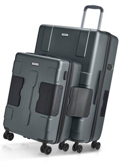 TACH TACH Connectable Luggage, 2pc Set, Hard Shell, Large + Carry-on, TSA Approved Locks, Grey  - Image 1