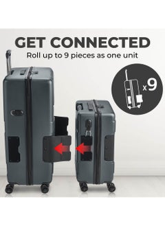 TACH TACH Connectable Luggage, 2pc Set, Hard Shell, Large + Carry-on, TSA Approved Locks, Grey  - Image 2
