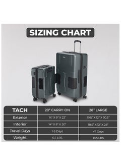 TACH TACH Connectable Luggage, 2pc Set, Hard Shell, Large + Carry-on, TSA Approved Locks, Grey  - Image 5