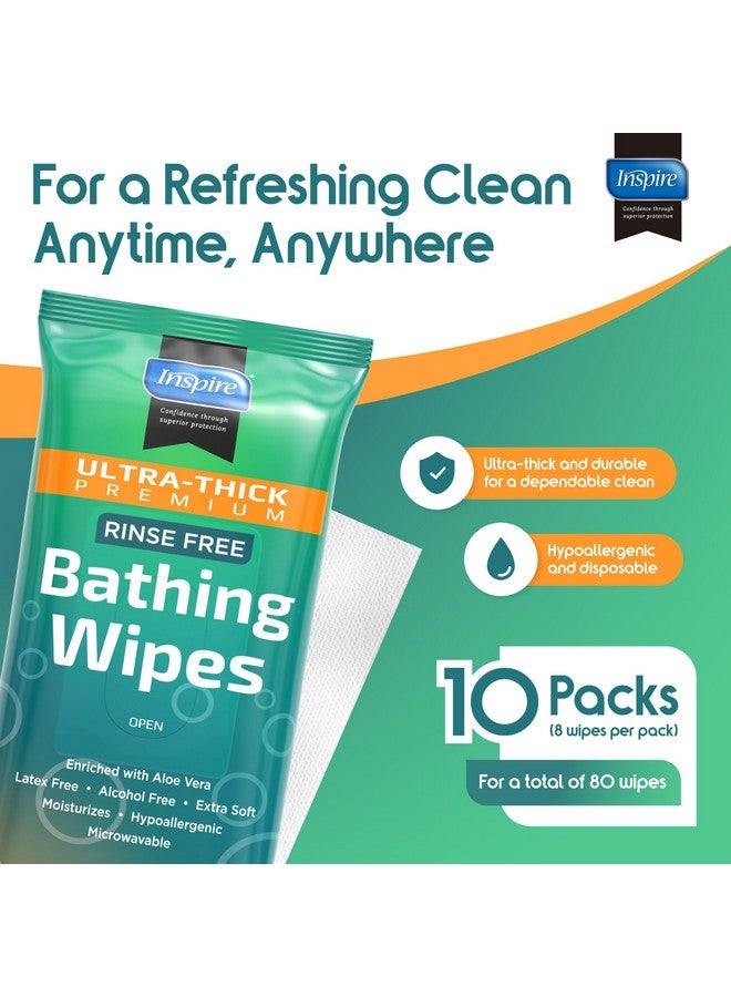Inspire Inspire Ultra Thick Rinse-Free Bath Towels | Shower Towels - Flush-Free Wet Wipes with Aloe | Thick Strong Extra Large Towels for Adults | Body Wipes for Adults Bathing No Rinse - Image 2