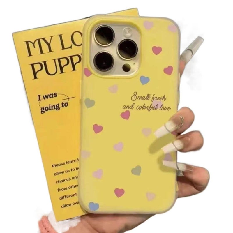 MS غطاء واقي بAcrylic لـ iPhone 15 / 15 Plus / 15 Pro / 15 Pro Max مع نقش قلب وتصميم 2 في 1 مع ملمس جيلي مع ملمس ناعم باللون أبيض من الأكريليك باللون الأبيض - Image 5