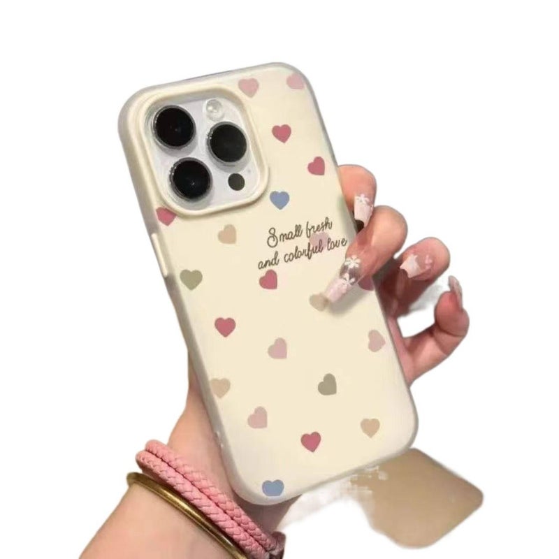 MS غطاء واقي بAcrylic لـ iPhone 15 / 15 Plus / 15 Pro / 15 Pro Max مع نقش قلب وتصميم 2 في 1 مع ملمس جيلي مع ملمس ناعم باللون أبيض من الأكريليك باللون الأبيض - Image 1