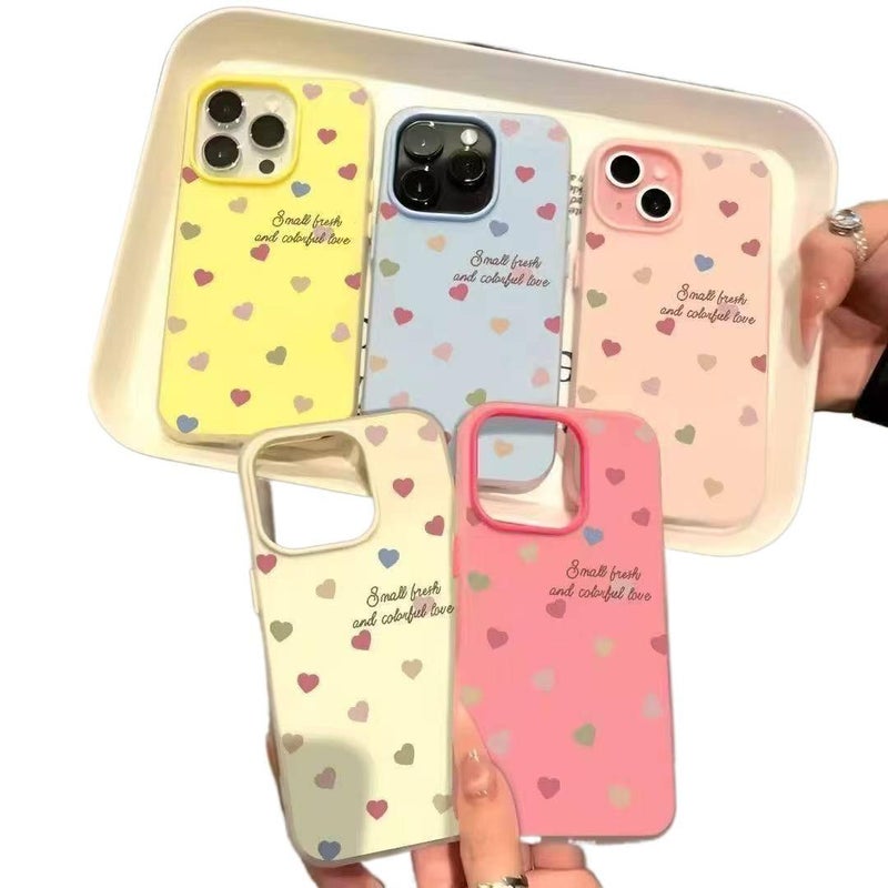 MS غطاء واقي بAcrylic لـ iPhone 15 / 15 Plus / 15 Pro / 15 Pro Max مع نقش قلب وتصميم 2 في 1 مع ملمس جيلي مع ملمس ناعم باللون أبيض من الأكريليك باللون الأبيض - Image 2