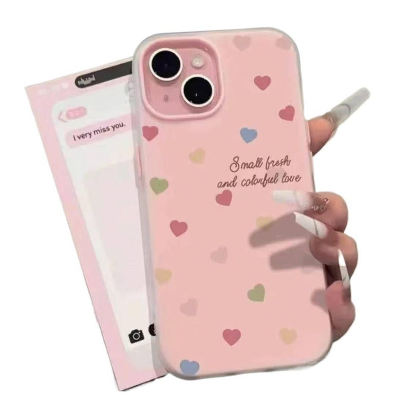 MS غطاء واقي بAcrylic لـ iPhone 15 / 15 Plus / 15 Pro / 15 Pro Max مع نقش قلب وتصميم 2 في 1 مع ملمس جيلي مع ملمس ناعم باللون أبيض من الأكريليك باللون الأبيض - Image 4