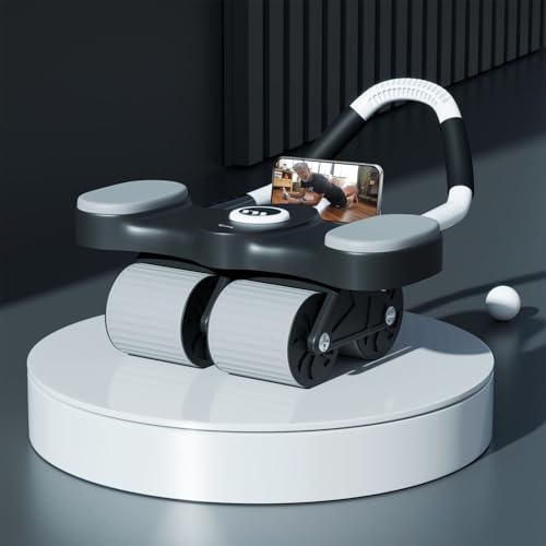 Lifelong 4 Wheels ABS Roller- Abdominal Exercise Equipment for Home Gym - Ab Roller with Elbow Support, Knee Pad & Mobile Holder- Exercise Wheels for Men & Women - Core Plank Workout Machine, Black - Image 1