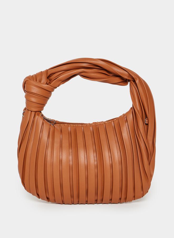 Styli Pleated Textured Handbag with Dual Handle - Image 2
