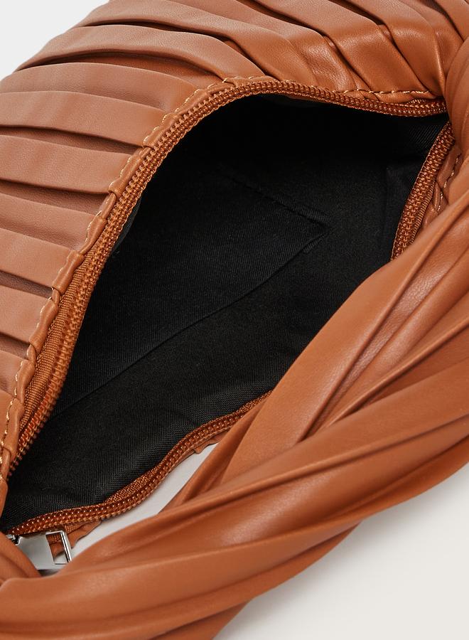Styli Pleated Textured Handbag with Dual Handle - Image 4