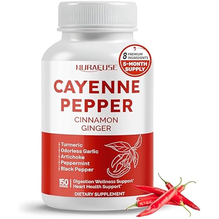 NURAFUSE Cayenne Pepper 8-in-1 Formula - with Cinnamon, Ginger Turmeric, Odorless Garlic, Artichoke Non-GMO, Gluten-Free, Soy-Free - Image 1
