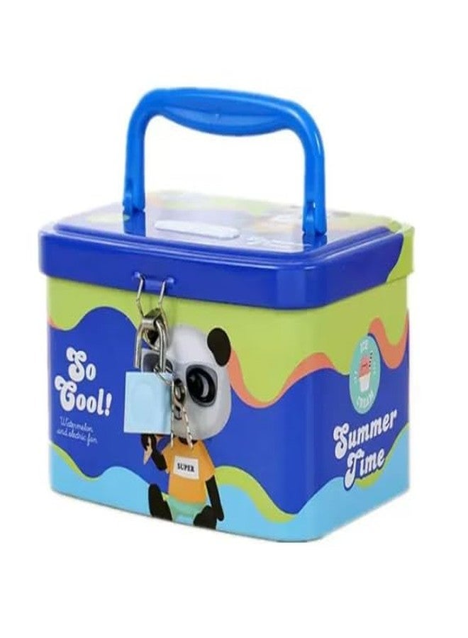 Sajani Cute Cartoon Creative Portable Piggy Bank, Money Saving Box with Combination Lock, Mini Coin Bank Gifts for Boys and Girls, Best Return Gifts for Kids (Pack of 1) (Rectangle - Blue) - Image 1
