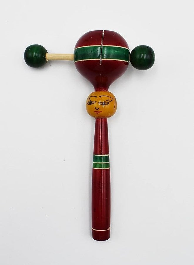 Justhandmade Traditional Wooden Rattle Toy for Kids | Handmade Colorful Wooden Baby Toy | Safe & Eco-Friendly | Indian Wooden Hand Rattle for Toddlers (Pack of 2) - Image 3