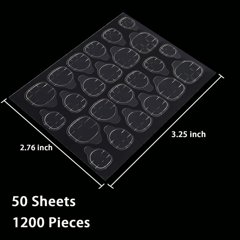 Laza Laza 1200 Pcs Breathable Adhesive Tabs Fake Nail Glue Sticker 50 Sheets Super Sticky Double Sided Tips Germany Jelly Gel Flexible for Acrylic False Nails Manicure Tape - Image 5