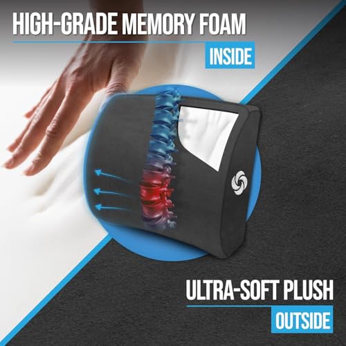 Samsonite Lumbar Support Pillow for Office Chair and Car Seat, Perfectly Balanced Memory Foam, Versatile Use Lower Back Cushion, Black Plush - Image 3