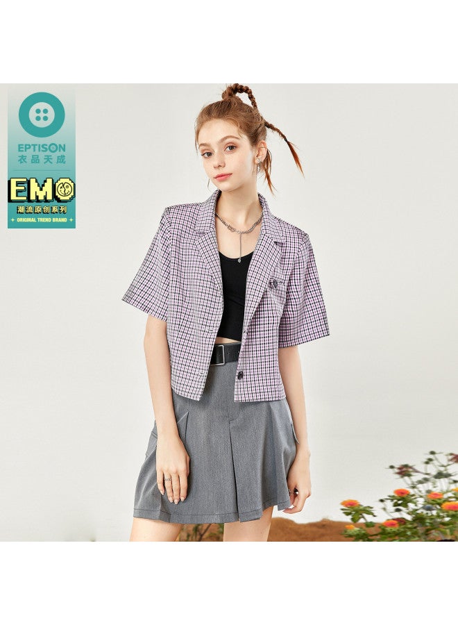 EPTISON Women's Blazer Summer Loose Short Sleeve Casual Jacket With Decorative Pockets - Image 3
