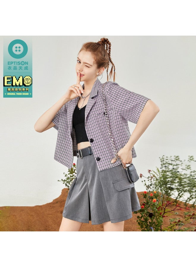 EPTISON Women's Blazer Summer Loose Short Sleeve Casual Jacket With Decorative Pockets - Image 2