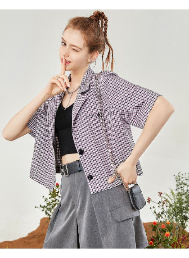 EPTISON Women's Blazer Summer Loose Short Sleeve Casual Jacket With Decorative Pockets - Image 1