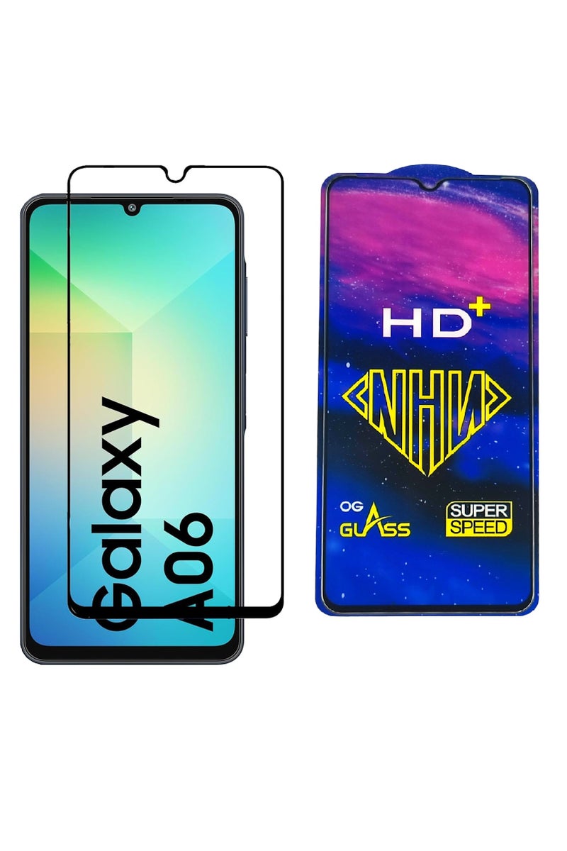 HD PLUS Samsung Galaxy A06 HD Plus Premium Tempered Glass Screen Protector With Black Frame  - Image 1