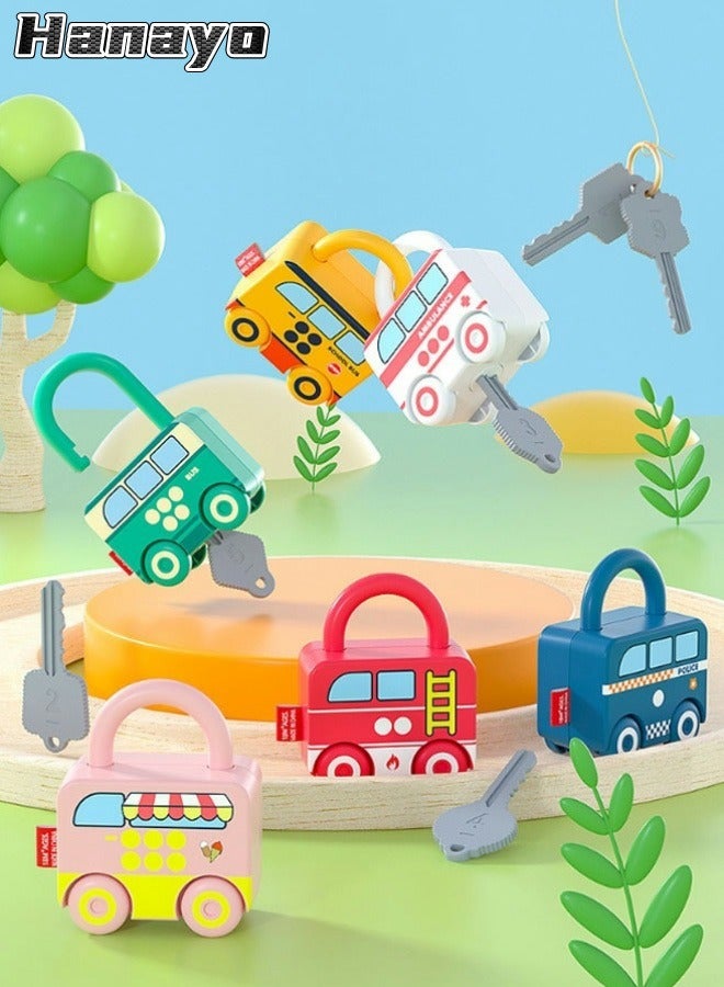 Hanayo 6 Pcs Unlocking Toys and Matching Keys Toy Baby Montessori Learning Games Toddler Lock and Key Toy Fine Motor Skills Toys for Boys Girls Birthday Easter Gifts(Multicolour)  - Image 1