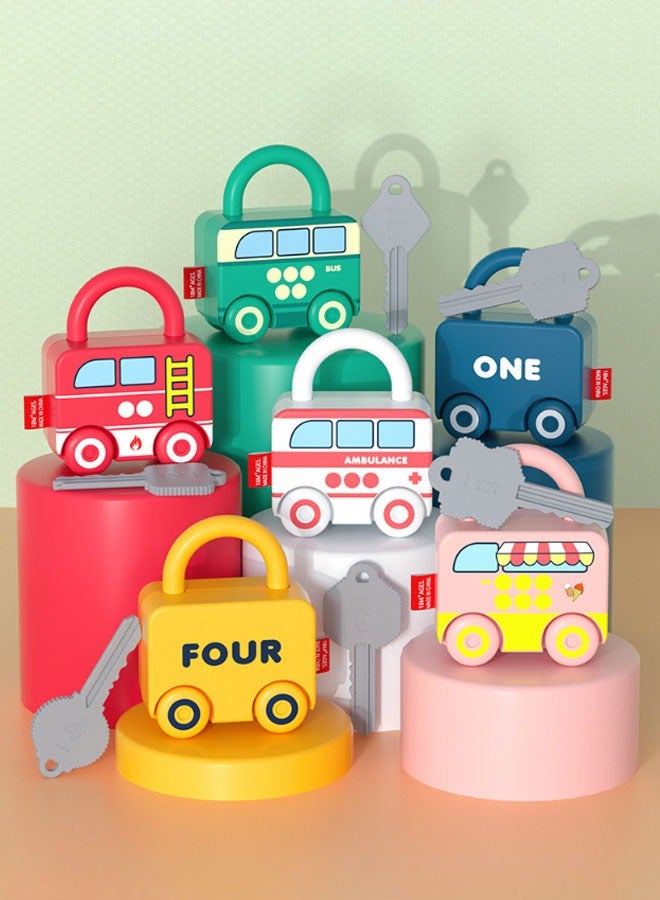 Hanayo 6 Pcs Unlocking Toys and Matching Keys Toy Baby Montessori Learning Games Toddler Lock and Key Toy Fine Motor Skills Toys for Boys Girls Birthday Easter Gifts(Multicolour)  - Image 2