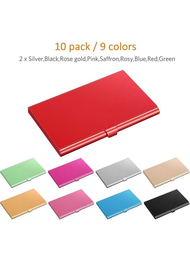 Leinuosen 10 Pack Business Card Holder Case Aluminum Business Name Card Credit Card Case Pocket Business Card Case Wallet Business Card Carrier For Men & Women,2.36 X 3.66 Inch,10 Colors Available  - Image 2