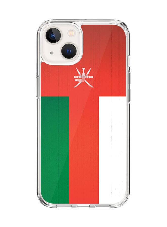 Stylizedd Classic Clear Case for Apple iPhone 14 Hybrid Soft Case Flexible Edges Anti Drop TPU PC Gel Thin Transparent Cover [ Designed for Apple iPhone 14 ] - Flag Of Oman Full Print - Image 1