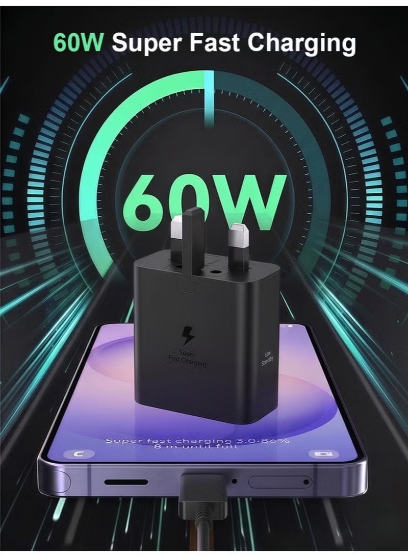 Galaxy 60W Charger for Samsung Galaxy S26 Ultra, Super Fast Charging 3.0 USB C Type C Wall Charger with 1.8M USB-C to USB-C Cable, PD 3.1 Power Adapter for S26+/S25 Ultra/S24 Ultra/S23 Ultra, Black - Image 2