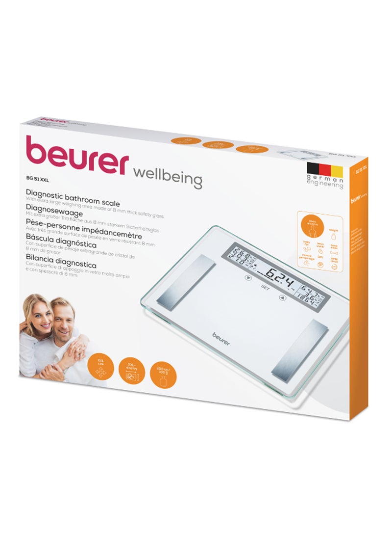 Beurer BG 51 XXL - High Capacity Diagnostic Scales – Up to 200kg, Body Fat, Water, Muscle, and Calorie Analysis | 10 User Memory | Extra Large Tread  - Image 2