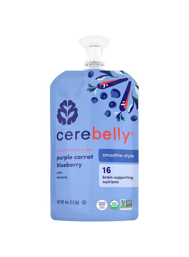 Cerebelly Organic Baby Food Pouches - Organic Purple Carrot Blueberry Pouch Protein, Healthy Fats, Non-Gmo Baby Food Meals 4 Ounce Bpa-Free Toddler Purees, 1 Count - Image 1