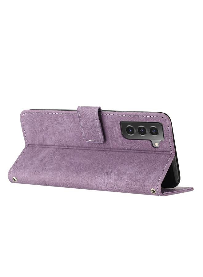 اس-توب جراب لهاتف Samsung Galaxy S22+ 5G، جراب هاتف جلدي بنمط مخطط مع حبل تعليق - Image 3