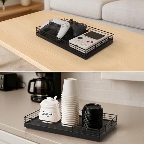 Focusonit Large Bathroom Vanity Tray – 13" x 8" Oak Decorative Wooden Tray for Bathroom Countertop & Vanity Organizer, Rectangular Wood Tray for Perfume, Skincare, Storage, Vanity Dresser Counter Decor, Black - Image 5