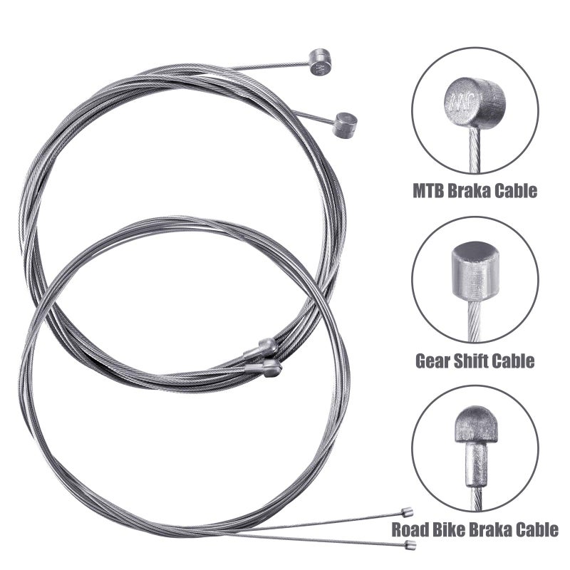 Boao Universal Bike Brake Cable Kit Derailleur Bicycle Shifter Cable Housing Set Transmission Line for Mountain Road Bike Repair(White) - Image 2