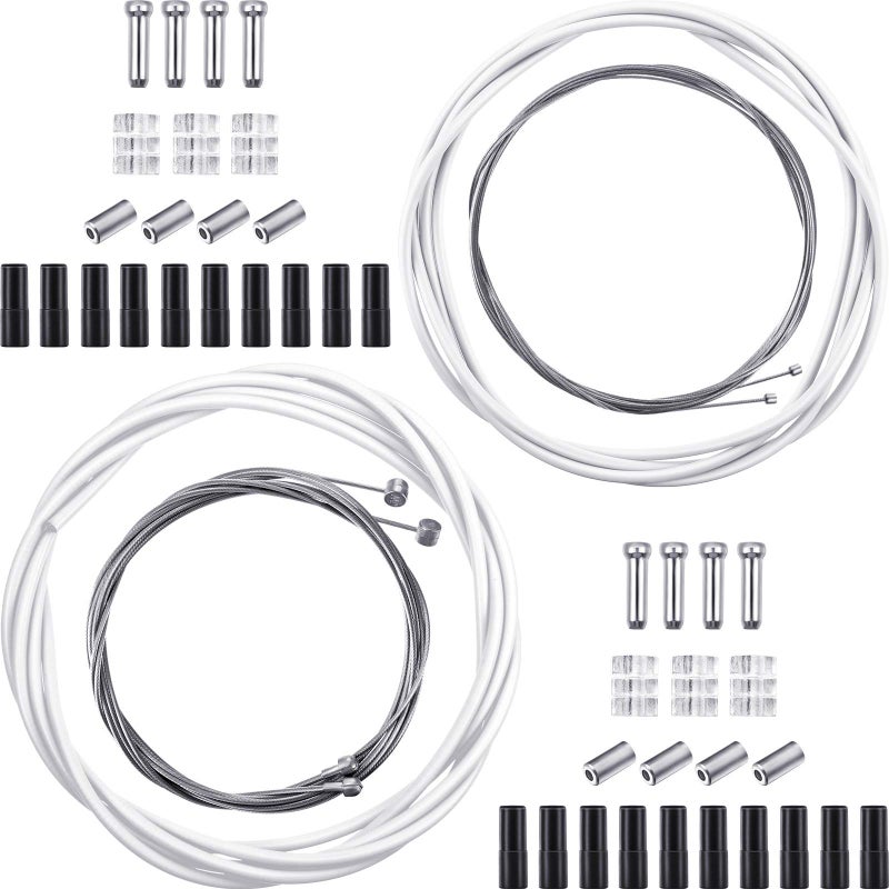 Boao Universal Bike Brake Cable Kit Derailleur Bicycle Shifter Cable Housing Set Transmission Line for Mountain Road Bike Repair(White) - Image 1
